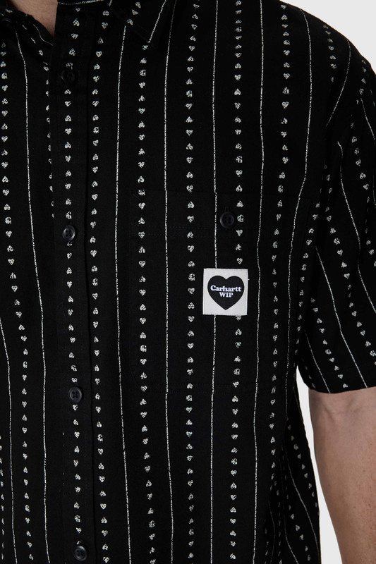 【Carhartt】S/S DREWE SHIRT R6581 Carhartt WIP Drewe Shirt | Ink / Natural Heart C Pinstripe