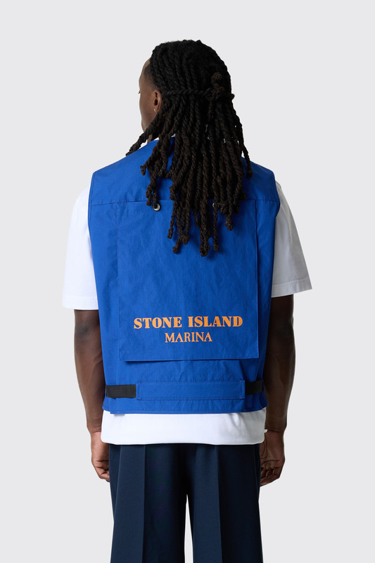 トップス STONE  navy vest navy-blue-cotton-and-