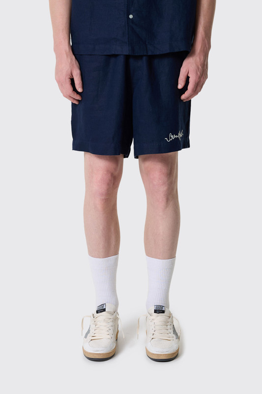 Bram's Fruit Garden Hose Linen Shorts 737 Navy