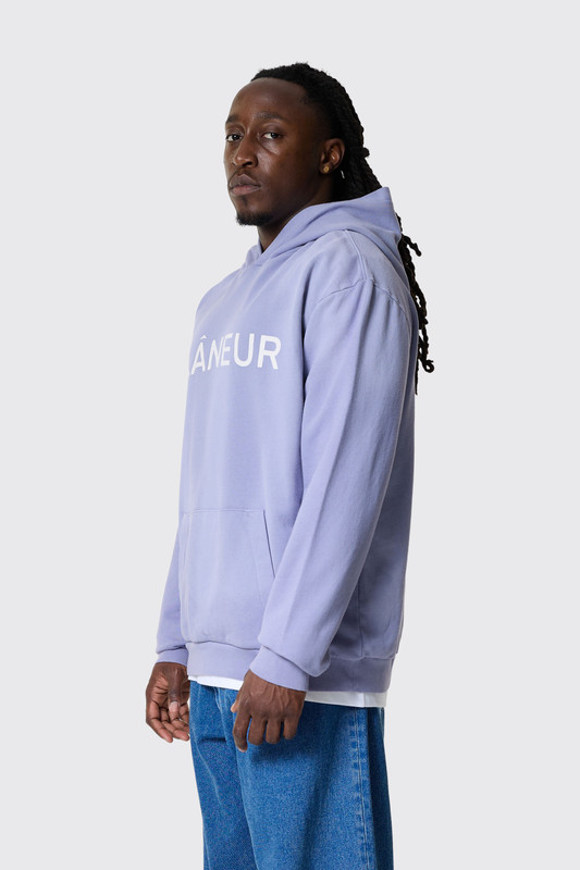 Flaneur Printed Logo Hoodie Washed 650 Purple