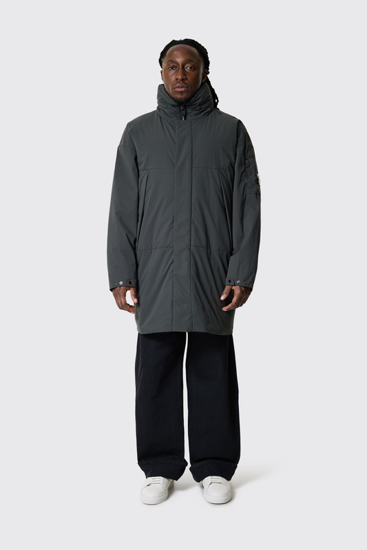 C.P. Company Outerwear Long Jacket in Pro-Tek Dark Shadow - Calico