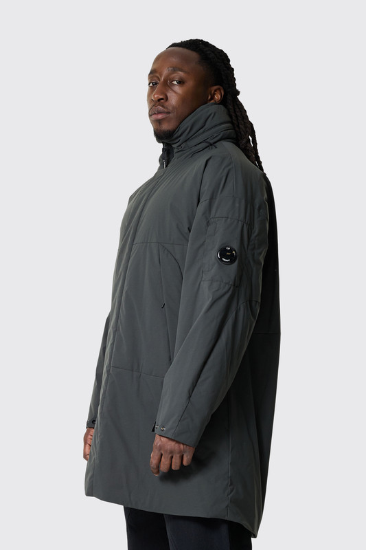 C.P. Company Outerwear Long Jacket in Pro-Tek Dark Shadow - Calico