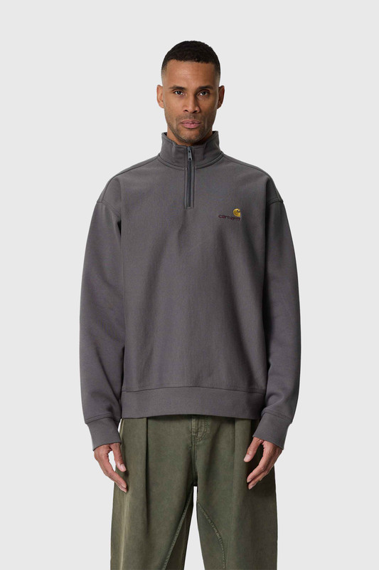 36×34 USA製 Carhartt 美品 金ボタン YKKジップ 人気カラー Carhartt WIP Half Zip American Script Sweater - Peanut - I027014