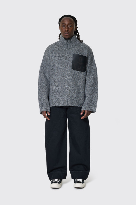 JW Anderson Leather Patch Pocket Jumper Grey