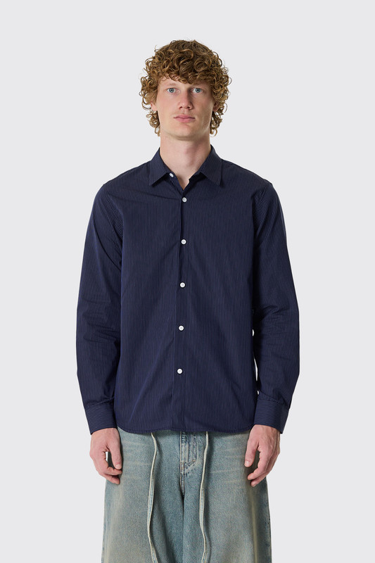 POP Trading Striped Logo Shirt Navy