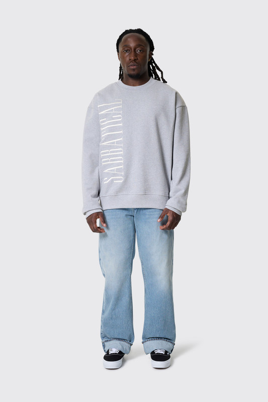 Sabbatical Logo Crewneck Heather Grey White