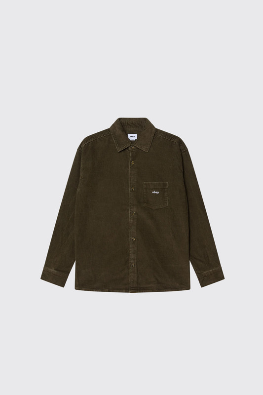 Obey Buckley Corduroy Woven BOV Black olive faded wash