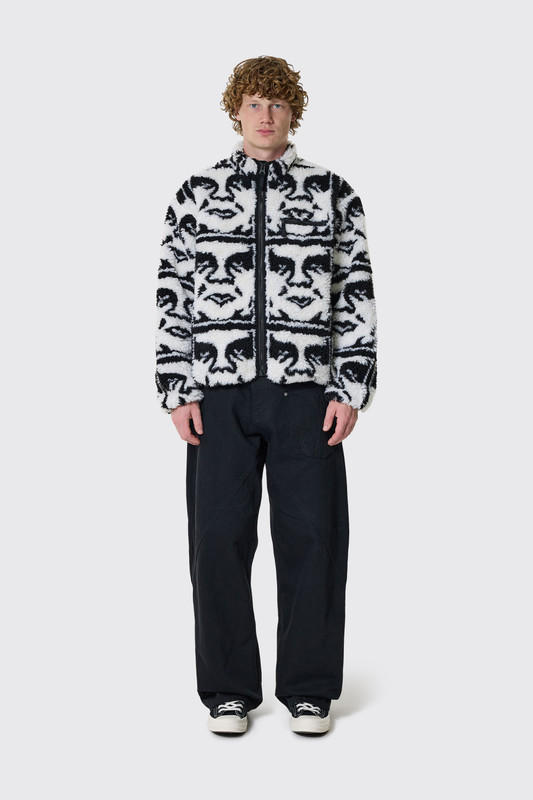 Obey Repeated Icon Sherpa Jkt BKM Black multi
