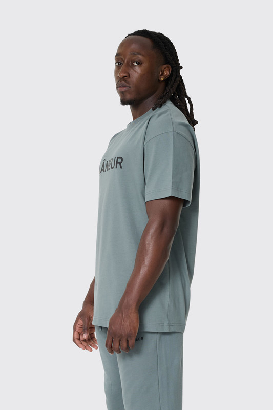 Flaneur Printed Logo T-Shirt Steel Green