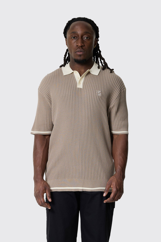 Filling Pieces Fine Knit Polo 184 Atmosphere/Beige