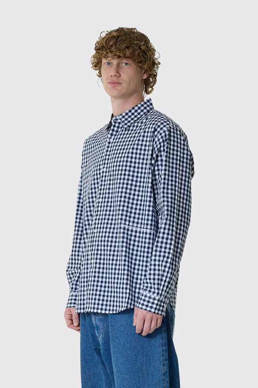NASA Beach Shirt Poplin Navy Check
