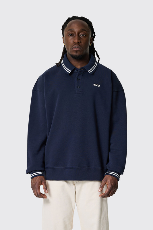 OLAF Tipping Detail Oversized Polo Navy