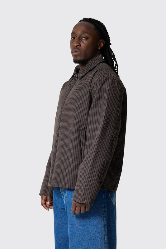 OLAF Checked Padded Coach Jacket Hot Fudge