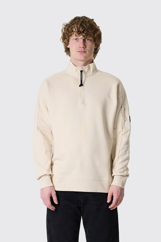 C.P. Company Diagonal Raised Fleece Half Zip Lens  20CMSS172A-005086W Frozen Dew