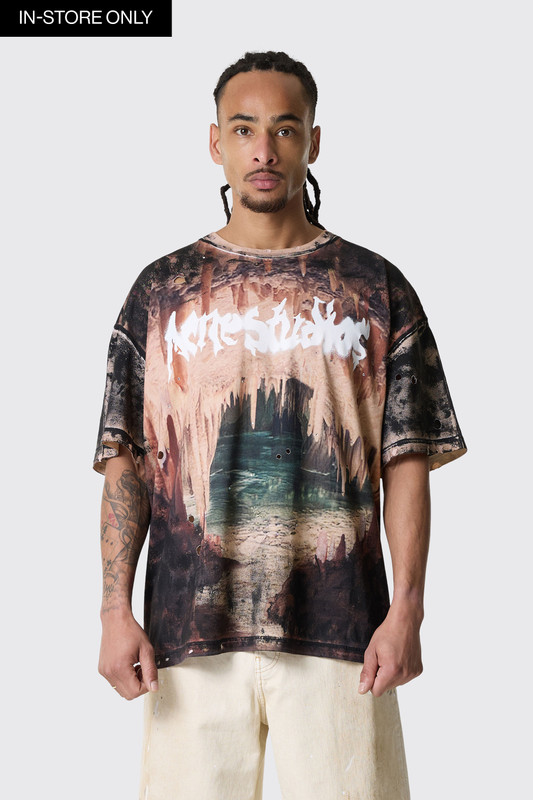 Acne Studios Logo t-shirt with rhinestones BL0434- Black/Rust Brown