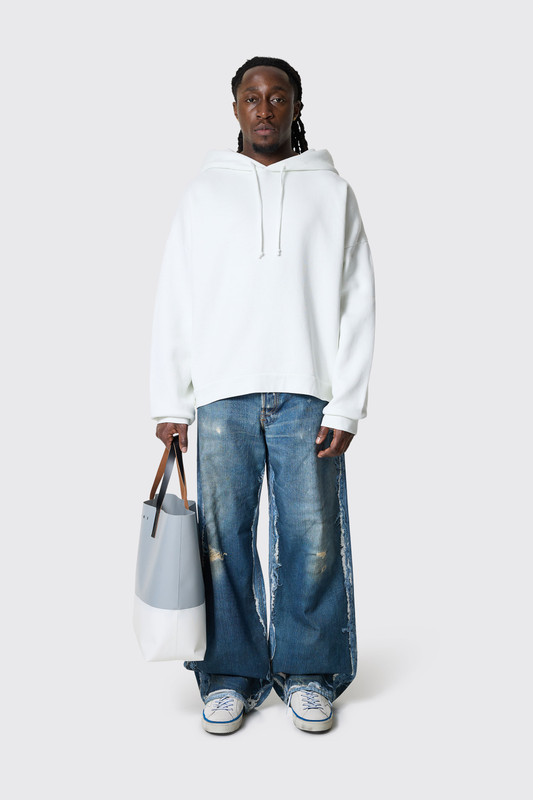 Acne Studios Loose Fit Printed Trousers Mid Blue