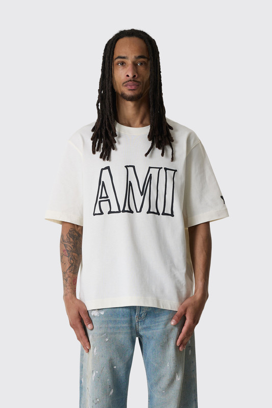 AMI Paris Paris Box Fit Short Sleeves T-Shirt UTS380.726 Blanc Creme