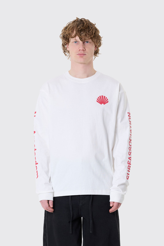NASA Logo Longsleeve Washed White/Deep Red