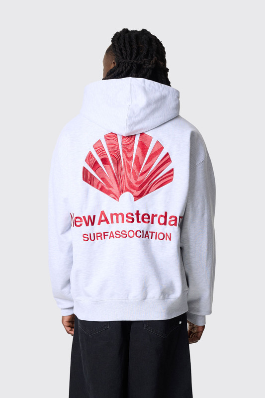 New Amsterdam Surf Association Logo Hoodie 2601117001  Ash/Poppy Red