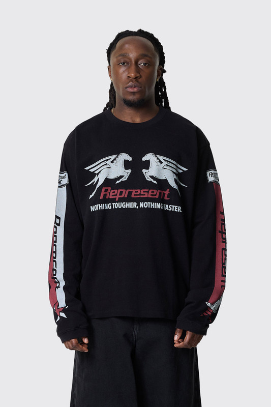 REPRESENT Mesh Pegasus Longsleeve T-Shirt MLM100781 1 Jet Black