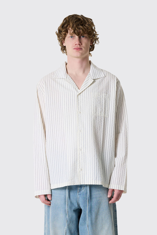 THE SAVAGE REPORT Striped TSR Shirt Striped TSR Shirt White