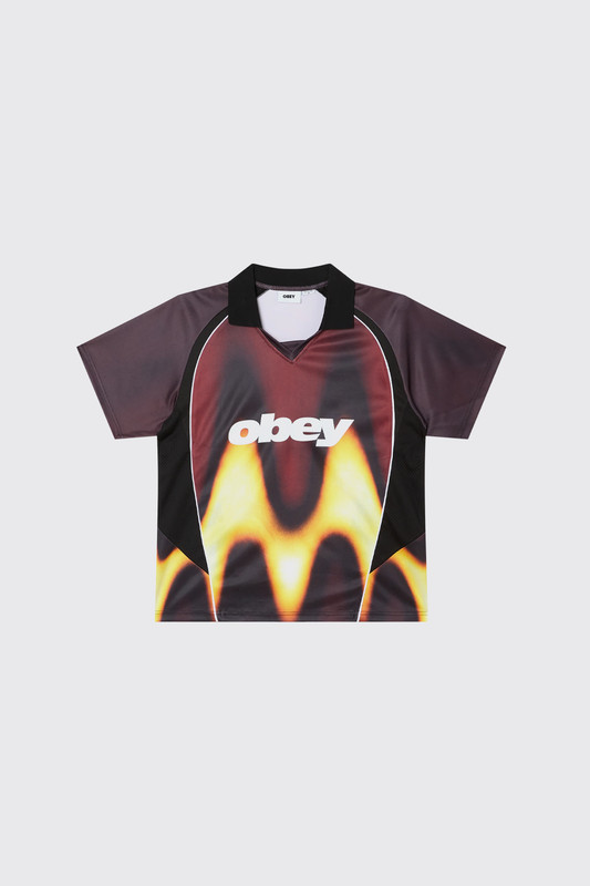 OBEY Blurred Soccer Jersey 131080378 BNR Burnt Red