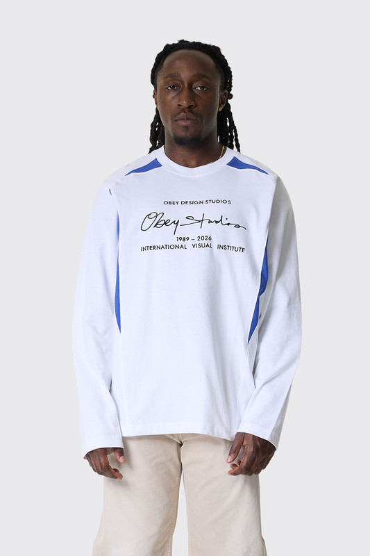 OBEY League Shirt LS 131030145 WTM White Multi/White