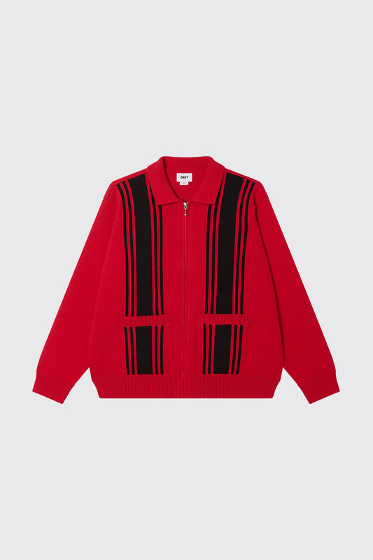 Obey Matt Zip Up Sweater RDM Red Multi