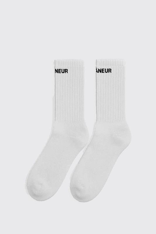 Flaneur Logo Socks 51 White
