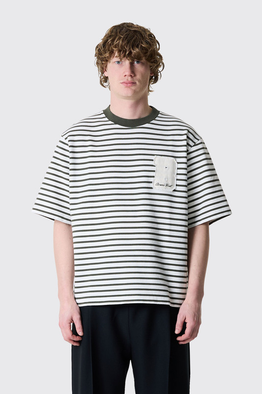 Bram's Fruit Varsity Striped T-Shirt 1144 Olive Green