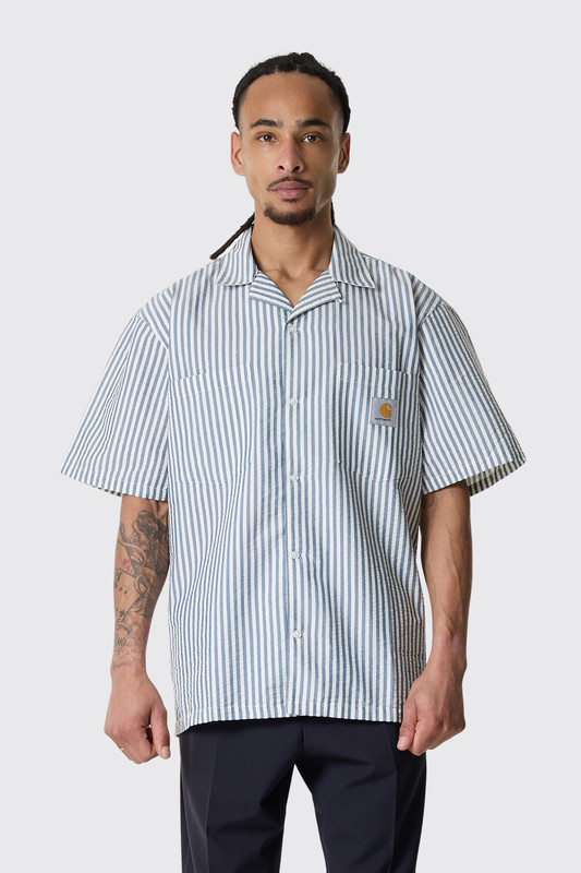 Carhartt WIP S/S Leavel Shirt I036203 3K5.XX Leavel Stripe Blue