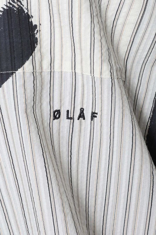 OLAF Brushstroke Logo Stripe LS Shirt Charcoal/White