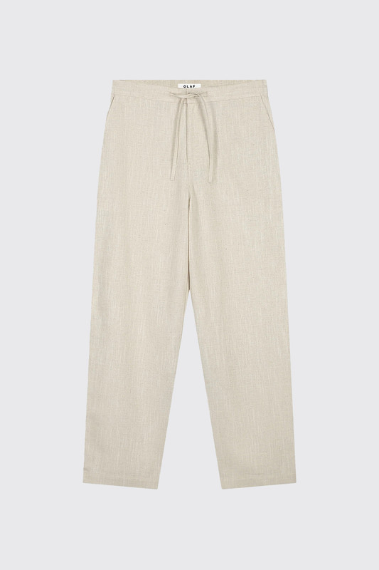 Olaf Hussein Linen Barrel Leg Pants M250401 Cement