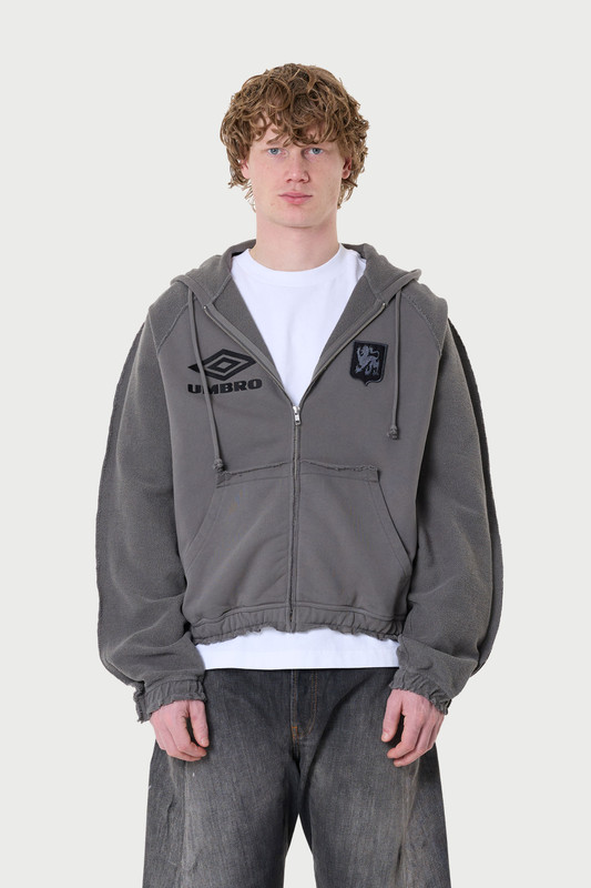 Umbro Royal Arms Zip Masked Hoodie Smock Grey