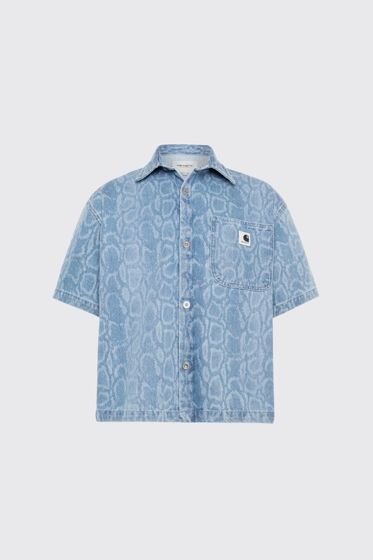 Carhartt WIP W S/S Snake Lovilia Shirt I037022 3R3.35 Snake Camo Blue Ble