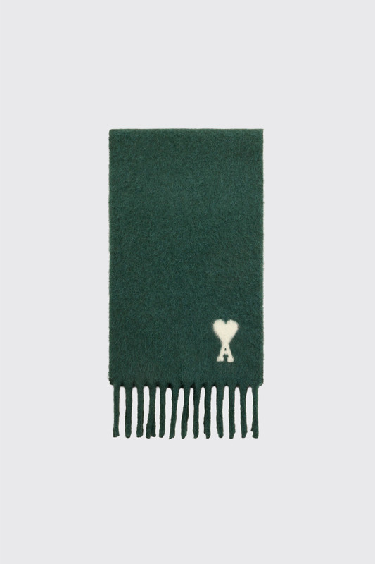 AMI Paris Paris Quota Alpaga Wool Scarf USF673.AW0004 312 Vert Bouteille
