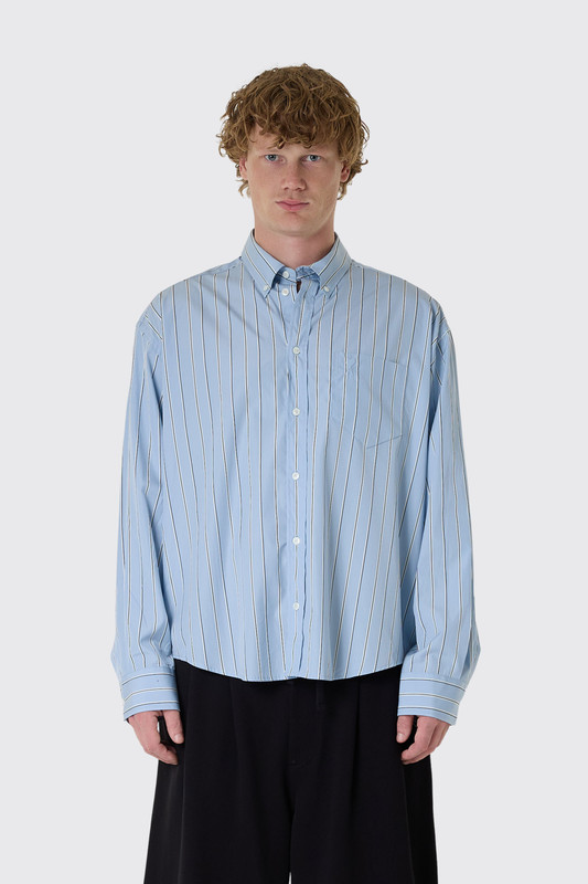 AMI Paris Paris Boxy Fit Shirt HSH873.CO0249 A232 Blue Chachemire/Ivoire