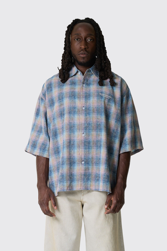 New Amsterdam Surf Association Flanel Short Sleeve Button-Up 2602013001 Rainbow Check