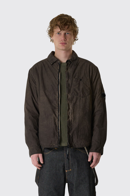 C.P. Company Flatt Nylon Padded Zipped Overshirt 21CMOS125A-006252S R30 Re-Color Brown 
