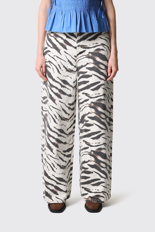 GANNI Print Denim Lari Jeans A1190001 135 Egret 