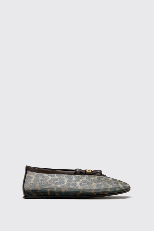 GANNI Jenny Ballerina Printed Mesh Bow D1020011 859 Almond Milk