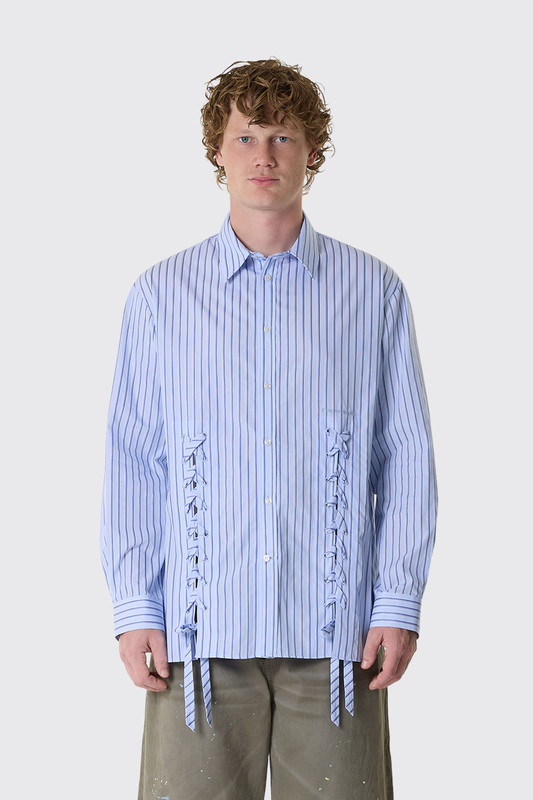 Simone Rocha Double Lace Up Hem Easy Shirt 5480 1351 Pale Blue