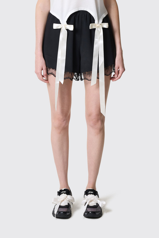 Simone Rocha Lace Trim Negligee Shorts 4230T 0514 Black
