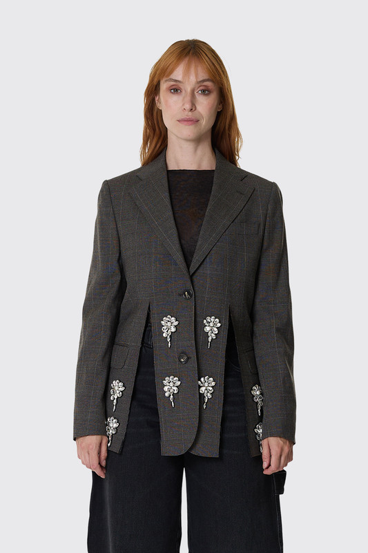 Simone Rocha HEM Slice Jacket W/EMB 6174B 1349 Peat/Pearl/Clear