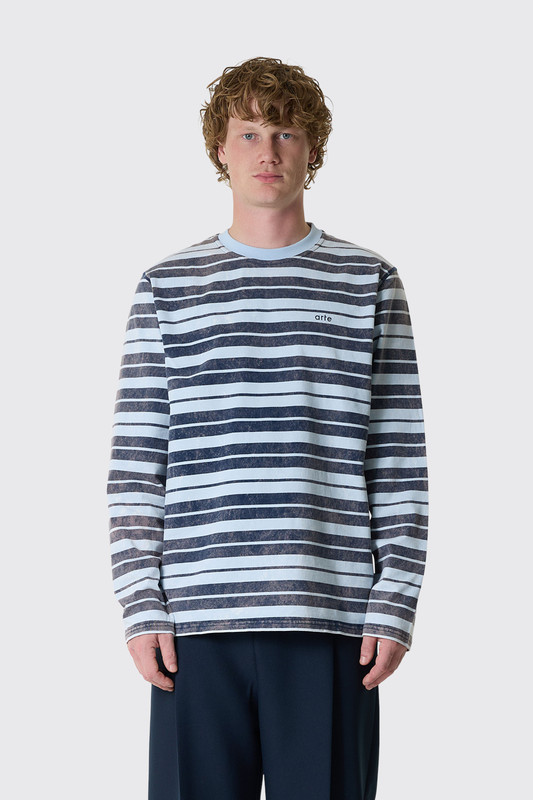 Arte Antwerp Fadeout Striped Longsleeve AW26-178LS 256 Navy/Light Blue