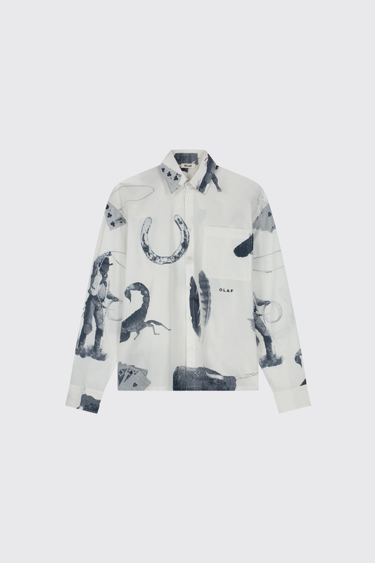 Olaf Hussein Cowboy AOP Boxy Shirt M260305 White/Navy