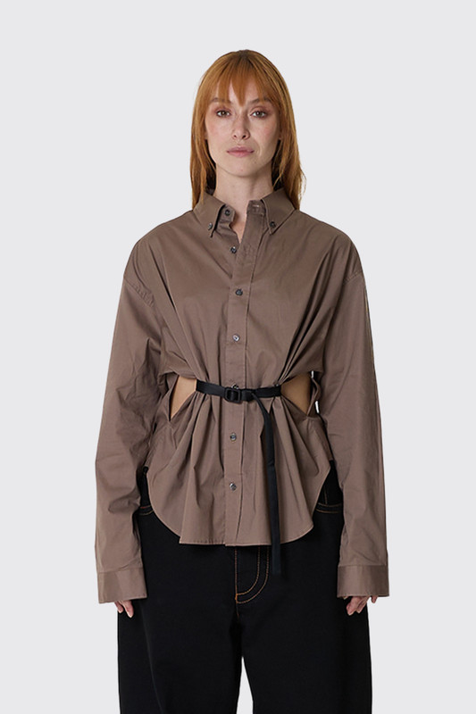 Vaquera Women Belted Button Down Woven VAQ12B005 Taupe 1