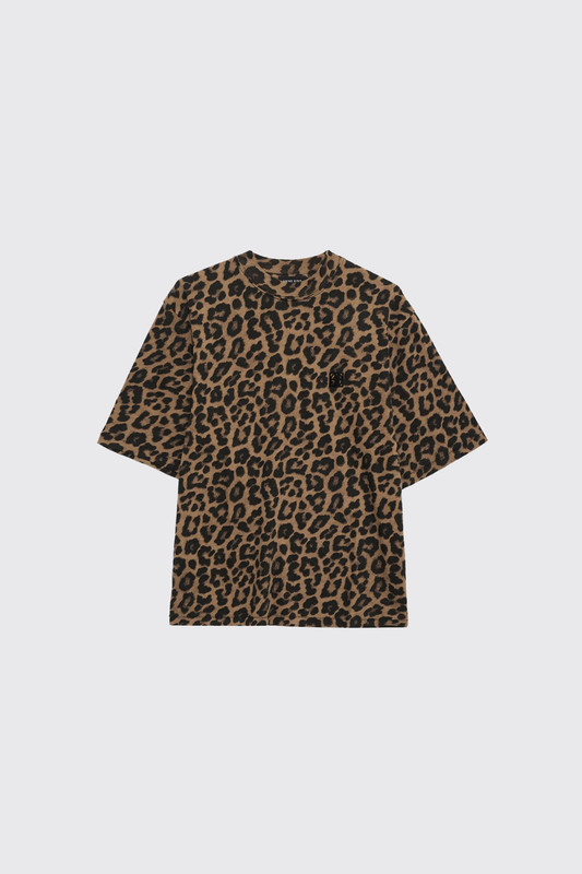 Anine Bing Avi Tee A-08-11154 MTL59 Black and Brown Leopard