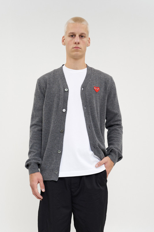 Comme des Garçons PLAY Mens Knit Cardigan Med Gray - Calico Club