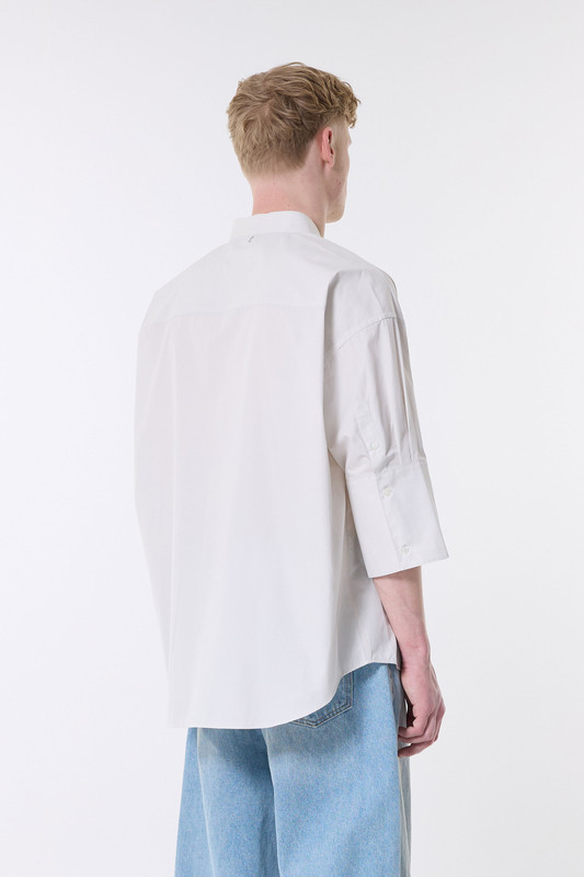 AMI Classic Shirt Mandarin Collar Chalk